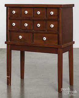Pine spice cabinet on stand, late 19th c.