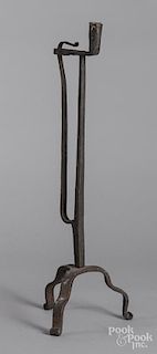 Wrought iron rush light holder, 18th/19th c.