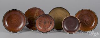 Six redware plates and shallow bowls, 19th c.