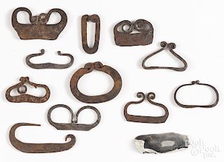 Collection of wrought iron flint strikers, 19th c.