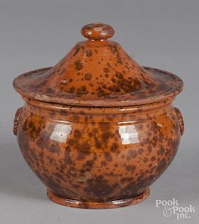 Pennsylvania redware sugar bowl, 19th c.