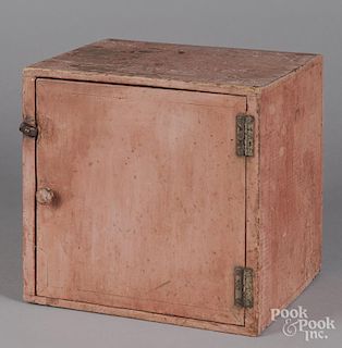 Small salmon painted cabinet, 19th c.