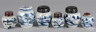 Six small Chinese blue and white ginger jars