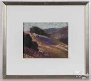 Pastel titled Hillside and Shadows, California
