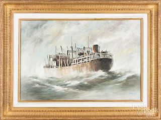 Contemporary oil on canvas ship portrait