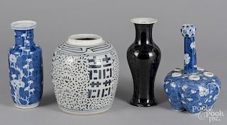 Chinese famille noir vase with Kangxi mark