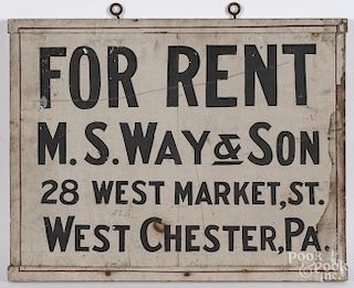 West Chester, Pennsylvania painted For Rent sign