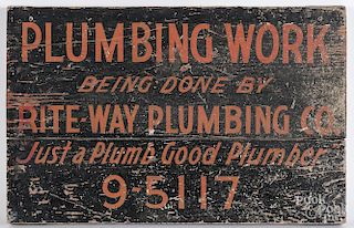 Painted plumbing trade sign, mid 20th c.