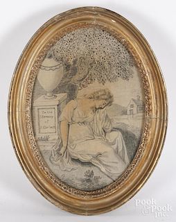 English embroidered memorial, ca. 1800