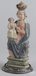 Carved and painted Mother and Child, 19th c.