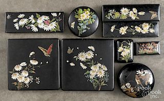 Chinese black lacquer boxes.