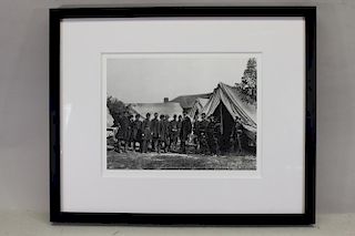 Framed photo of President Lincoln at Antietam