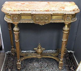 French Gilt/Carved Wooden Console Table
