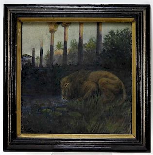 George Hammond American WC Lion Painting