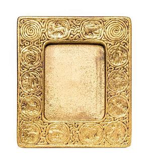 A Tiffany Studios Dore Bronze Picture Frame, Height 8 1/8 x width 7 inches.