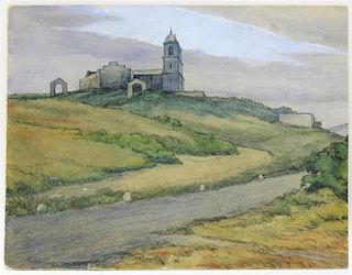 Herbert Cross WC Church Landscape Painting