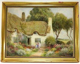 Arthur Claude Strachan Floral Cottage WC Painting