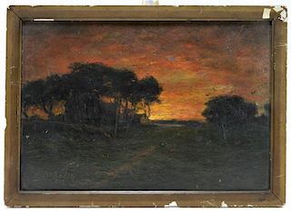 1914 Washington O/B Sunrise Landscape Painting