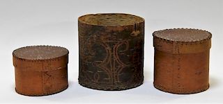 3 Native American Penobscot Birch Bark Boxes