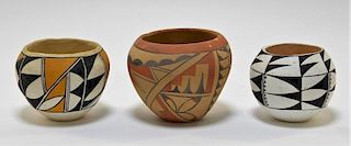 3 Native American Acoma Pottery Bowls