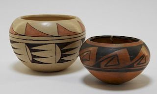 2 Native American Acoma Pottery Bowl Vessel