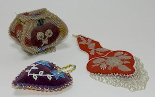 3 Iroquois Native American Beaded Sewing Whimsy