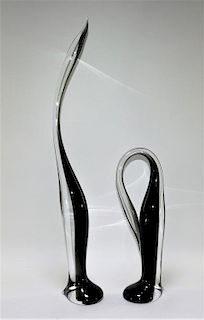 PR Gino Cenedese Murano Sommerso Glass Penguins