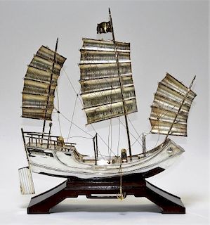 FINE Chinese .925 Sterling Silver Whaling Ship