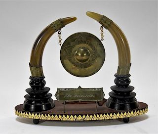 Thai Lacquer Horn Carved Miniature Table Gong