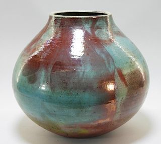 Mark Hines Contemporary Raku Art Pottery Vase