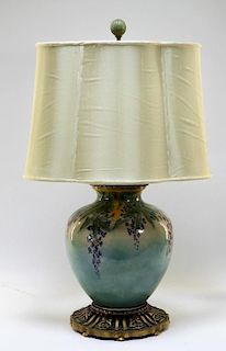 Royal Doulton Wisteria Bronze Mount Porcelain Lamp