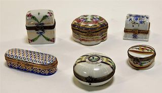 6 Limoges Porcelain Pill Jewelry Trinket Box
