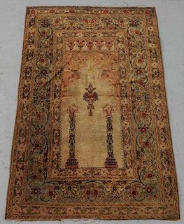 Antique Turkish Tabriz Haji Jalili Silk Prayer Rug