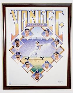 Yankee Legends Poster, Signed Joe DiMaggio, w/ COA