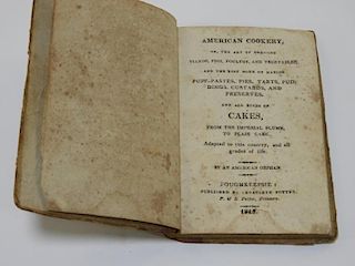 C.1815 American Cookery Dessert Cook Book