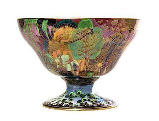 A Wedgwood Fairyland Lustre Compote, Daisy Makeig-Jones, Diameter 8 1/8 inches.