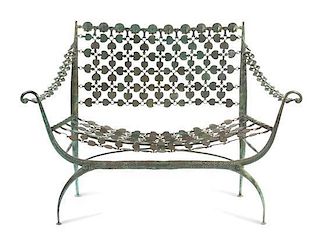 A Patinated Bronze Settee, after the design by Armand Rateau for George and Florence Blumenthal, Height 42 x width 59 x depth 22