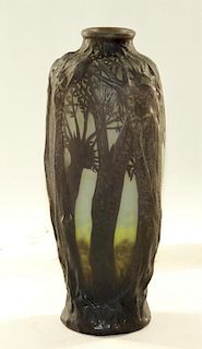 Daum Nancy French 3 Color Cameo Art Glass Vase