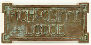 19C English High-Cliffe Lodge Bronze Plaque