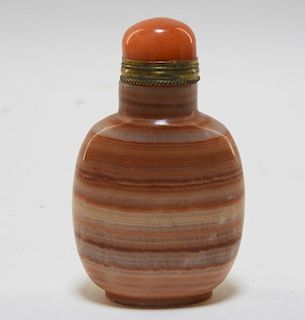 Chinese Carved Hardstone Tiger Stripe Snuff Bottle