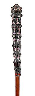 Russian Compartment Jeweled Cane