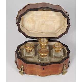 Walnut Box with Hand Blown Perfumers
