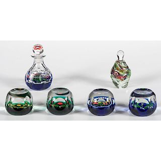 Caithness National Quartet Paperweights and Perfume Bottle, Plus