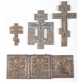 Bronze and Enamel Russian Orthodox Ornaments