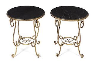 A Pair of Art Deco Occasional Tables, in the style of Rene Prou, Height 28 inches.