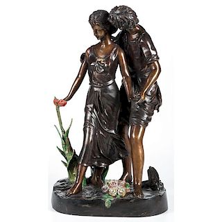 Patinated Spelter Sculpture of a Couple