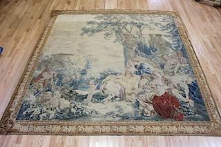 Magnificent  Signed Antique Continental Tapestry.
