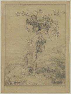 SCHLICK, Gustav. Pencil on Paper. Male Nude with