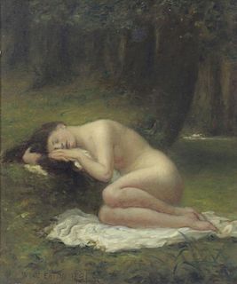EATON, Charles Wyatt. Oil on Canvas. Nude Sleeping