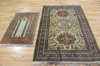 Lot of 2 Antique Finely Hand Woven Area Rugs.
